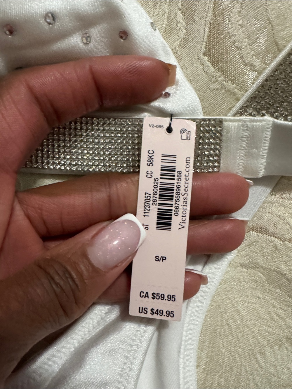 Victoria's Secret White 'Bride' Rhinestone Triangle Bikini Set - Picture 8 of 8
